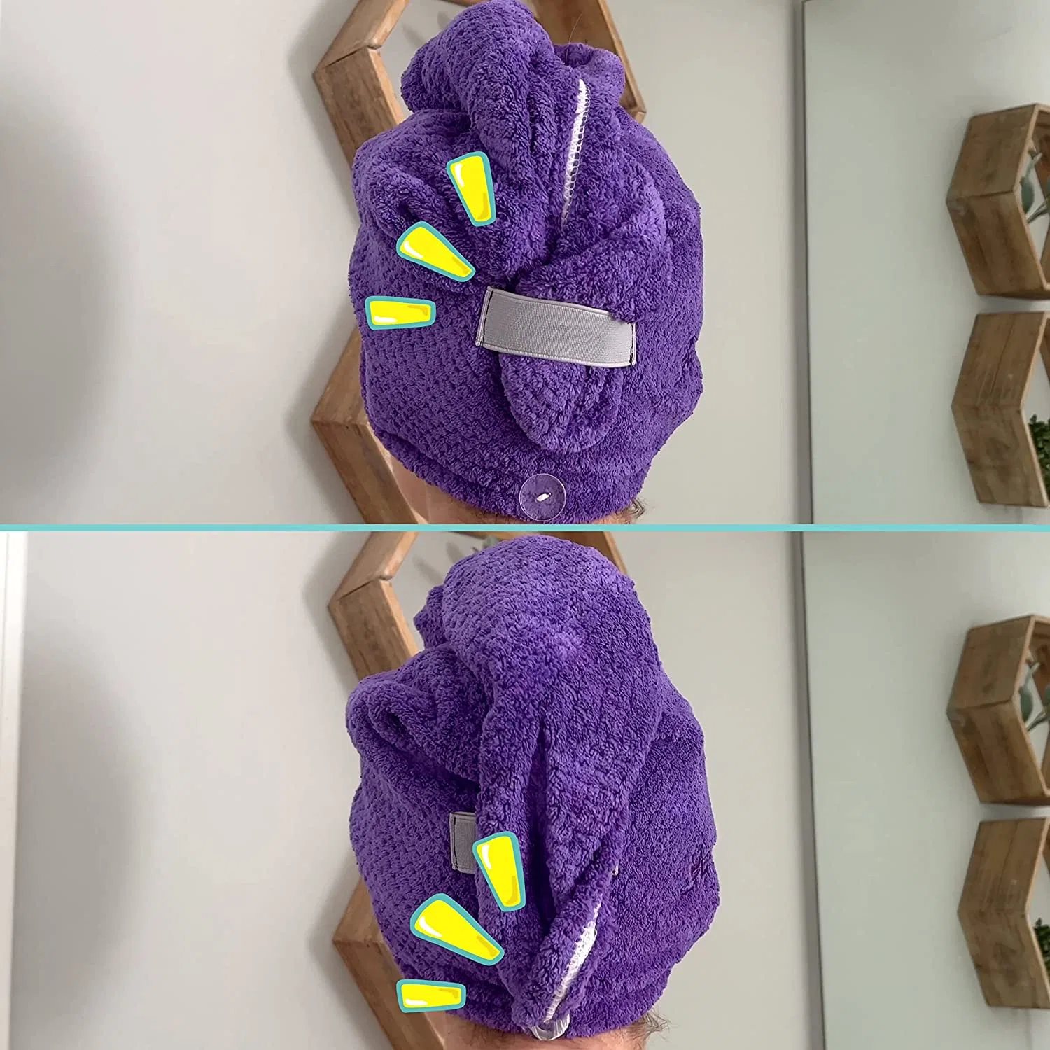 ACESSÓRIOS DE cabelo SPA Turban Wrap com fecho duplo, embalagem de 3 microfibras Toalha de cabelo