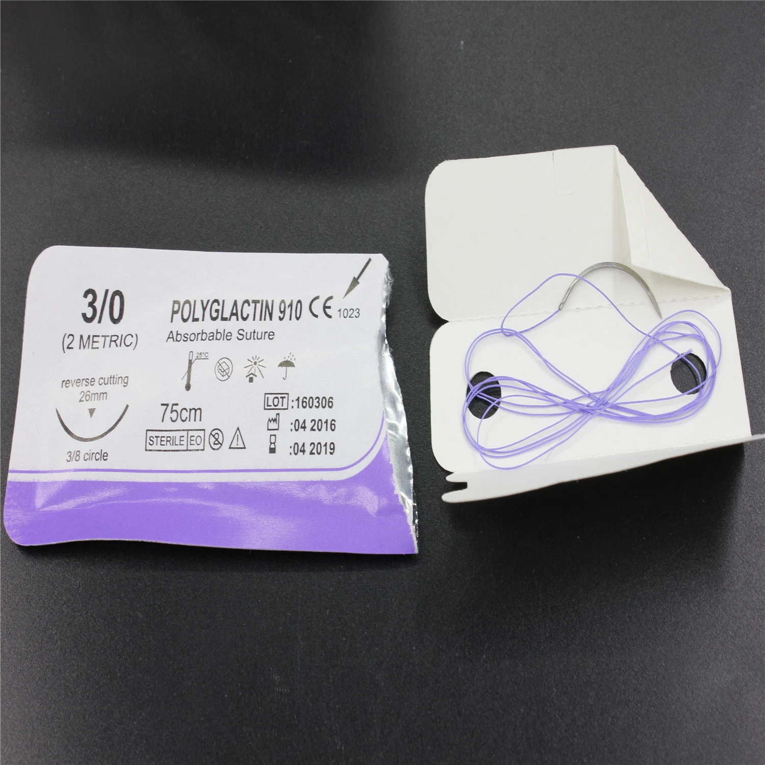 Polyglactin 910 PGA Absorbable Surgical Sutures with Needle