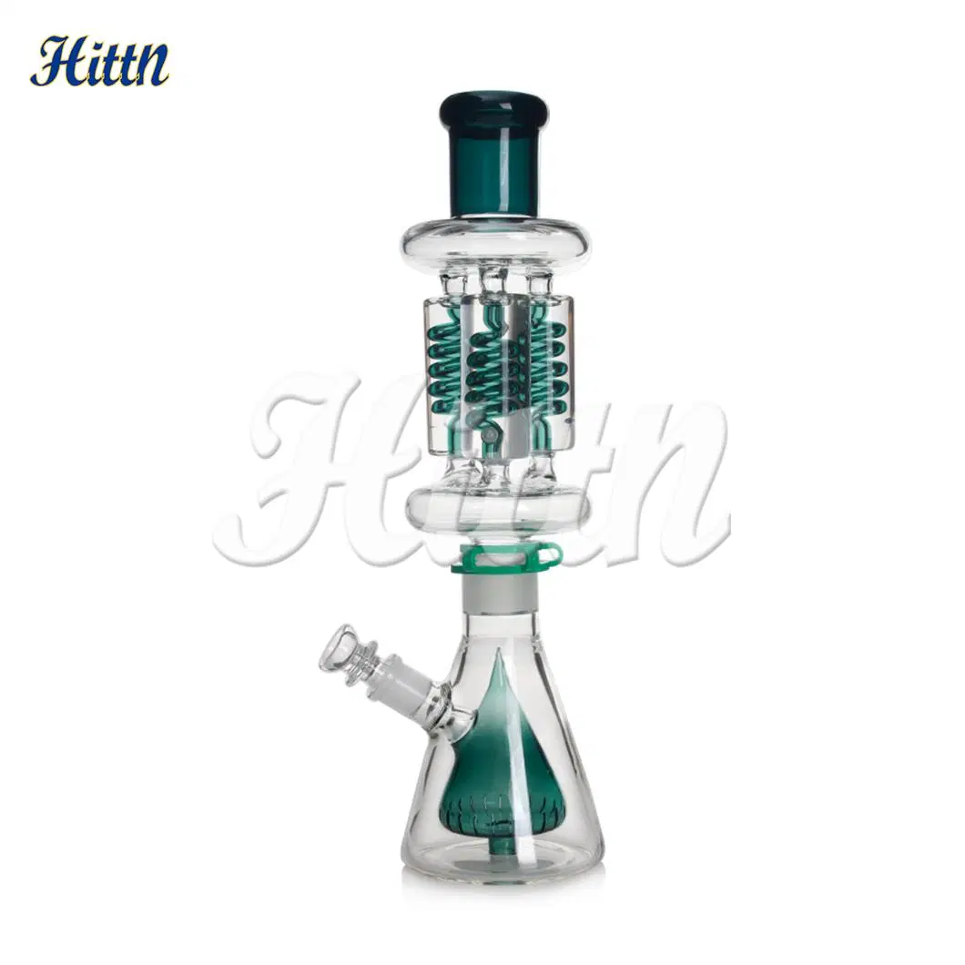 Big Straight Big Freezable bobina Triple Insertar Beaker PERC fumar Set Glycerin Glass Hookah tubo de agua