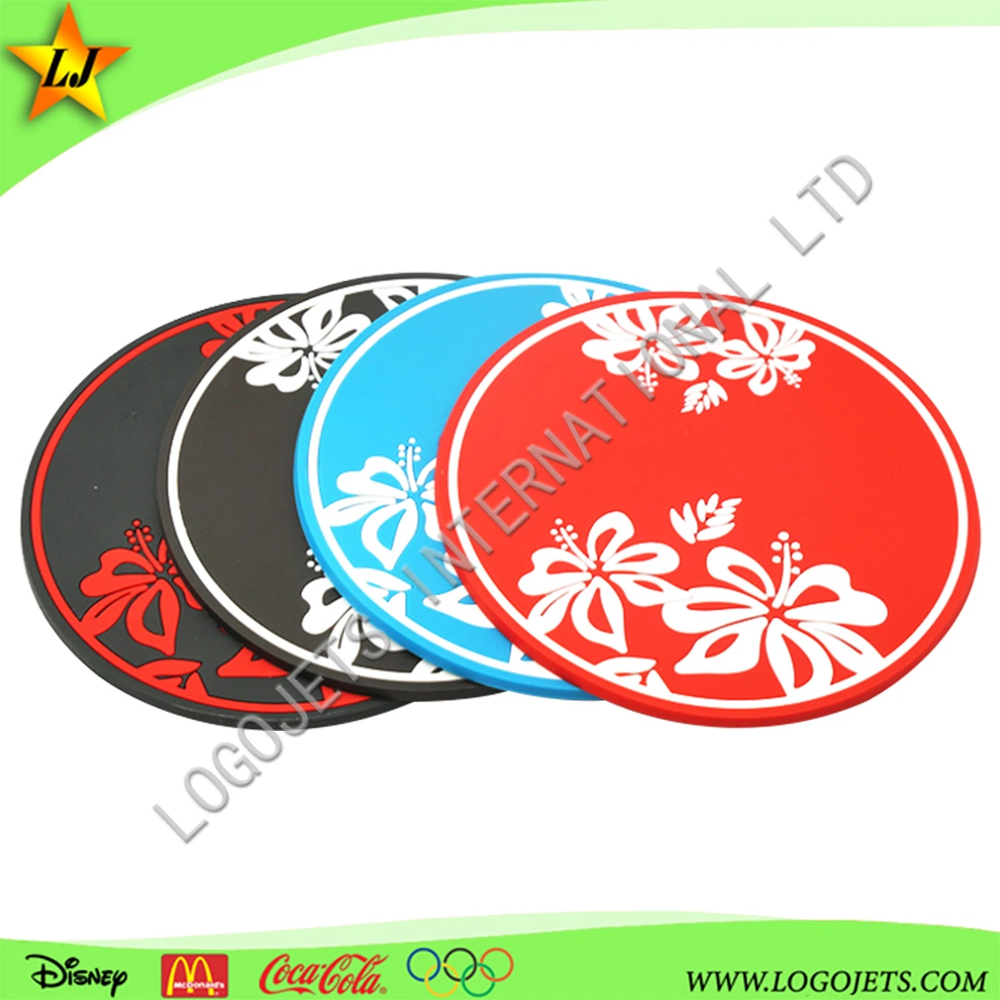 Custom Embossed 2D/3D PVC Logo Label Soft Rubber Coaster