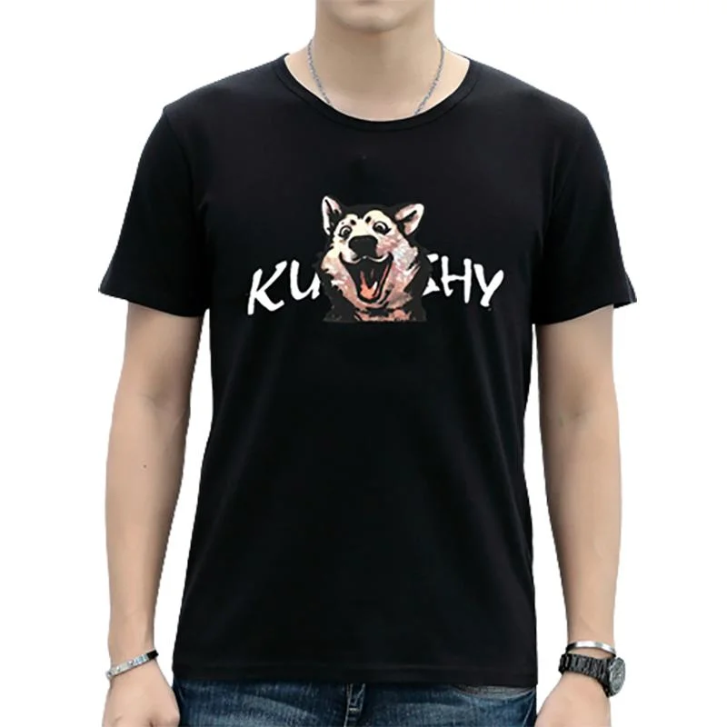 Customize Logo Men&prime; S Black Tee Shirt Short Sleeve Printing Pattern Blank Advertising T-Shirt