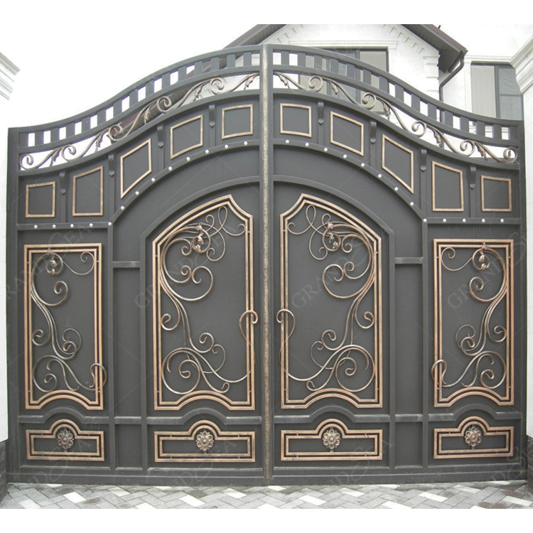 Villa Garden Yard Entrance Double Swing Metal Iron Gates Main Wrought Iron Gate