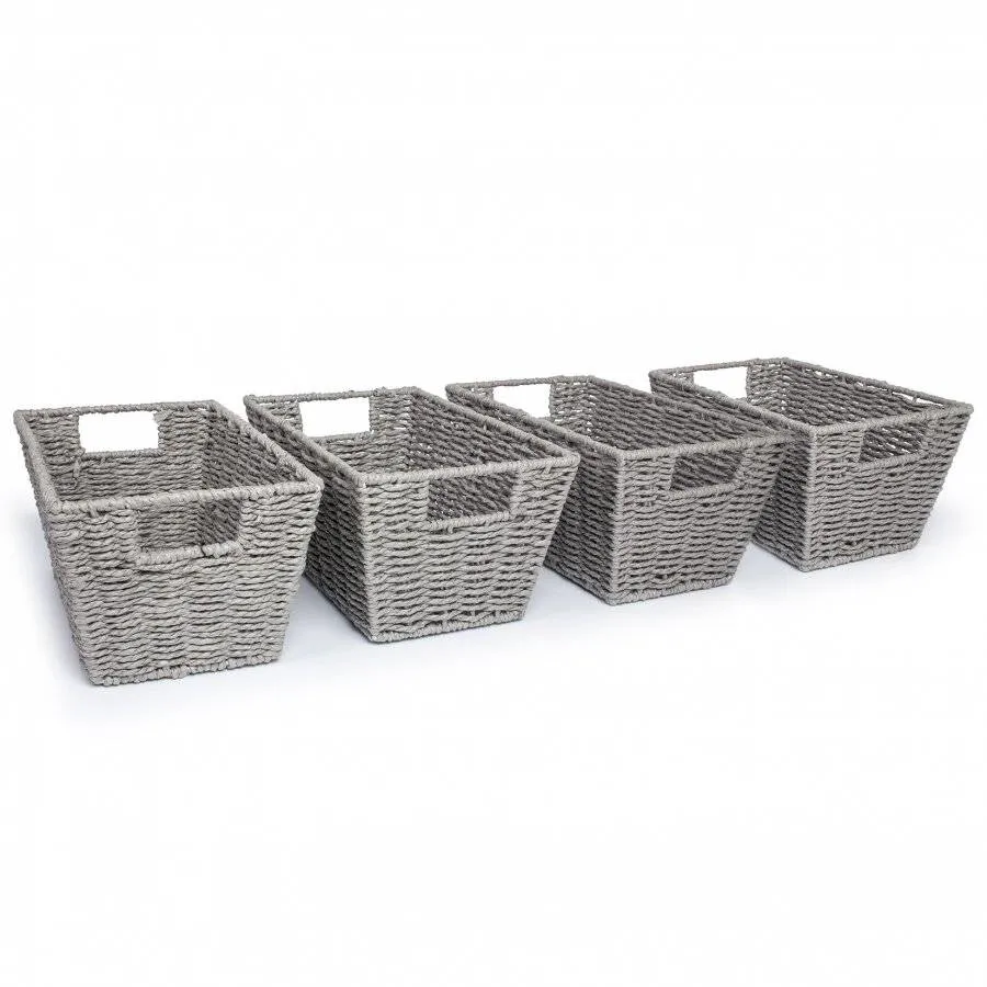 Ensemble de 4 paniers de rangement en corde de papier pour cadeaux et étagères de rangement