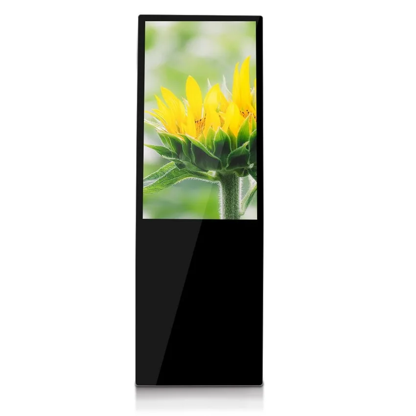 55 65" Large LCD Standing Ultra Thin Advertising Media Player Poster TV Display with Wheels