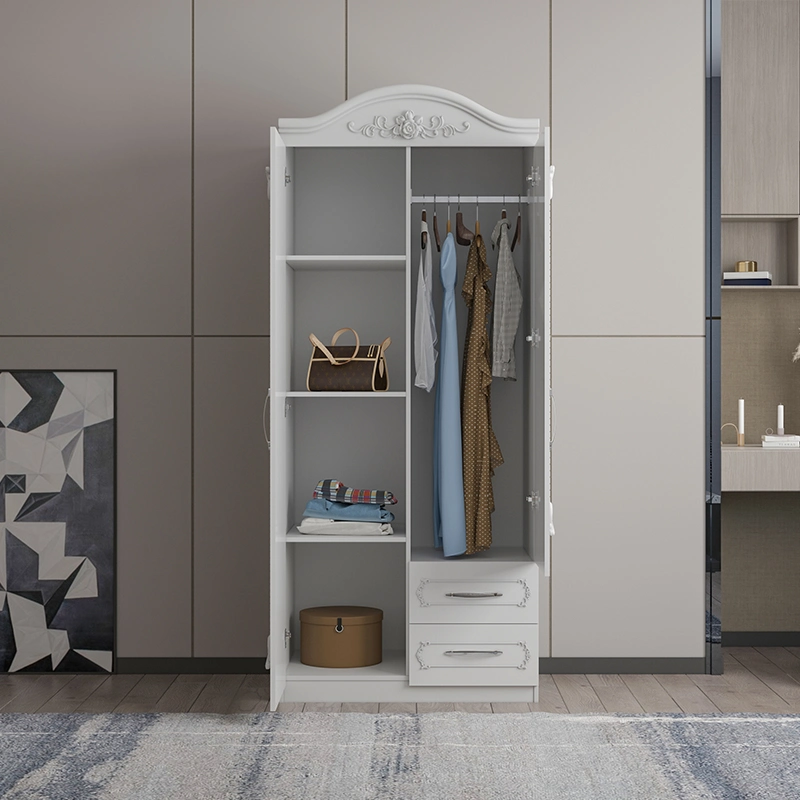 Wholesale/Supplier Price White Large Wardrobe with 2 Door Nordic Style Bedroom Furniture Set 500 mm Depth Clothes Cabinet High quality/High cost performance  Wardrobe
