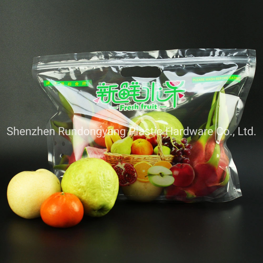 Apple Grape Banana Fresh Fruit Vegetable Package Bags Zipper Keep Fresh Plastic Packing Bag for Fruits