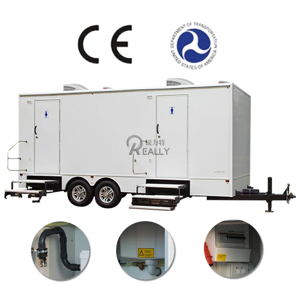 Portable Restroom Trailers Portable Shower Toilets Trailer Hot Sale Bathroom and Restroom 2/3/4/6/8 Rooms Can Be Customized