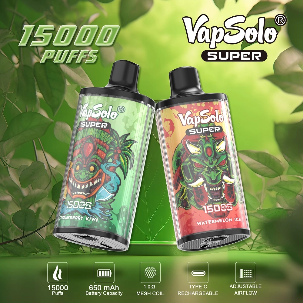 High quality/High cost performance Vapsolo Super 15000 Puffs E Cigarette Disposable/Chargeable Vapes Box 650mAh Rechargeable Batteries 26ml Puff 12K 15K 10K 5% Display Screen Vape