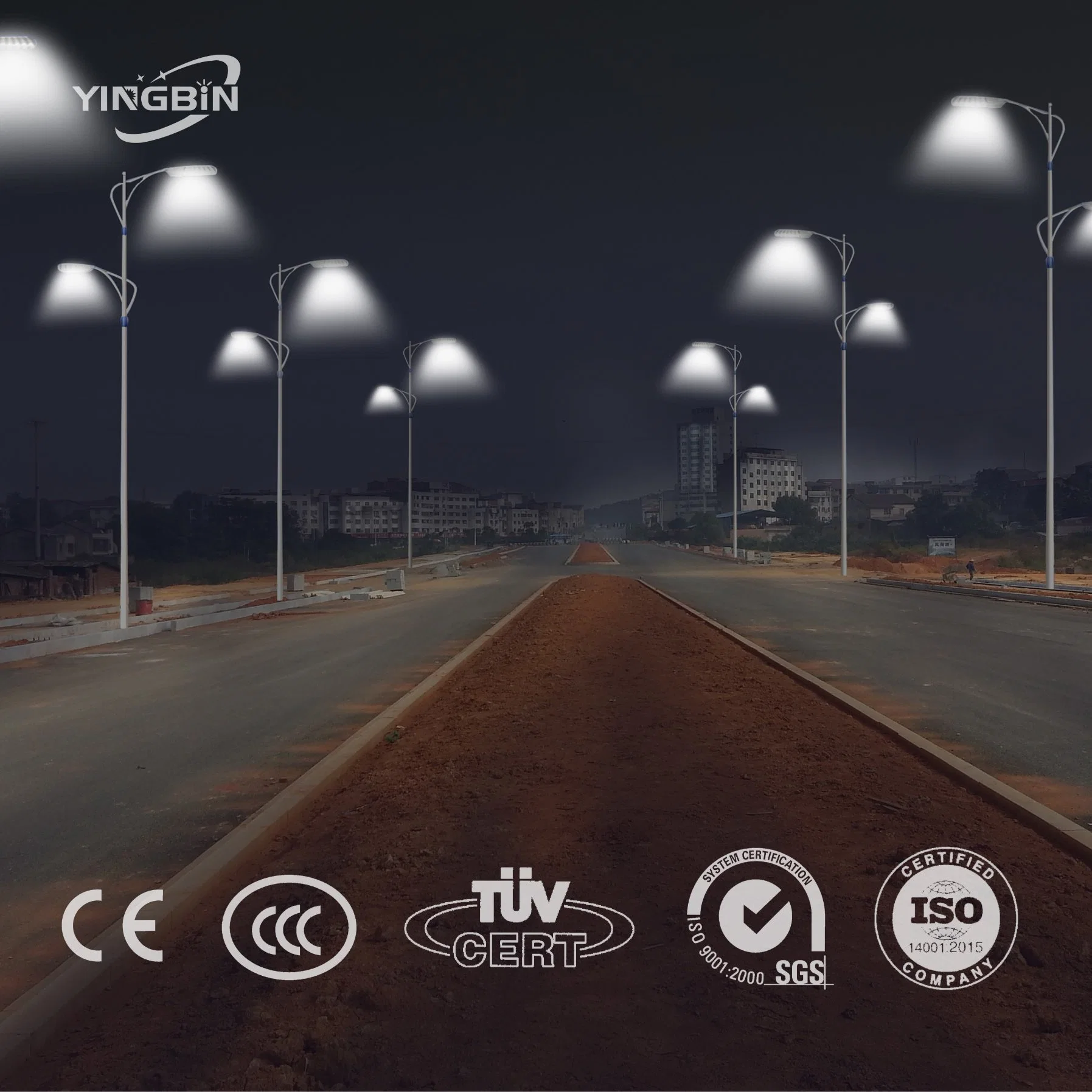 Puissance élevée, grande puissance, 30W, 40W, 50W, 60W, 80W, 100W Lumières solaires de rue séparées 120 W lampe LED éclairage de route