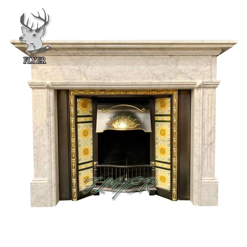 Hot Sell White Antique Religious Stone Marble Fireplace Mantel