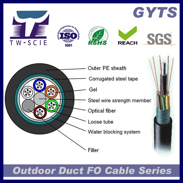 GYTS Dual Core Fiber Optic Cable Aerial and Duct Installation 24 Core