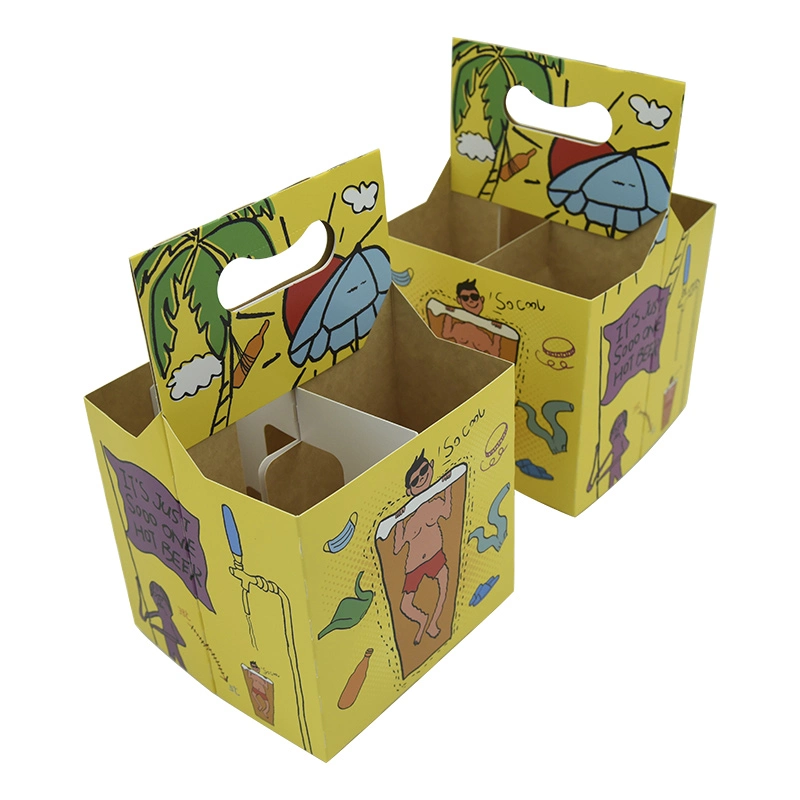 El logo impreso personalizado de Cartón Ondulado reciclado 4 Pack de cartón de papel Bolsa Mini lata de cerveza de regalo papel de embalaje caja de cartón de embalaje