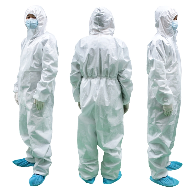 Factory Price White Type 5 Type 6 Protective Clothing Disposable Hooded Microporous Coveralls/Cleanroom/Cheap/PPE Coverall Suit/Medical/Isolation