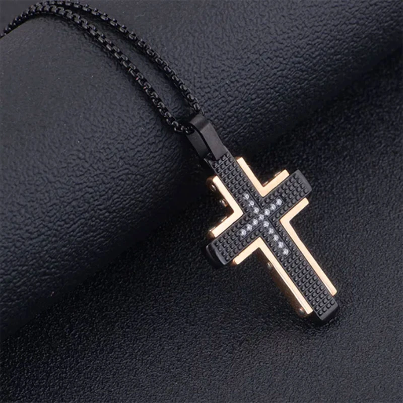 Nouvelle arrivée, les hommes" s Modèle d'onde simple collier pendentif Croix Bijoux en acier inoxydable pour les hommes et femmes Bijoux