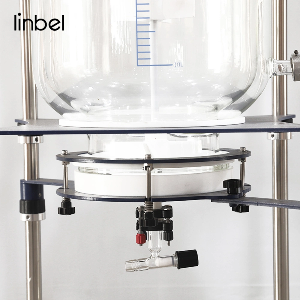 Reactores de vidrio con chaqueta química de laboratorio de 5L, 10L, 20L, 50L, 100L, 200L. Reactor de vidrio de doble capa con calentador y enfriador.