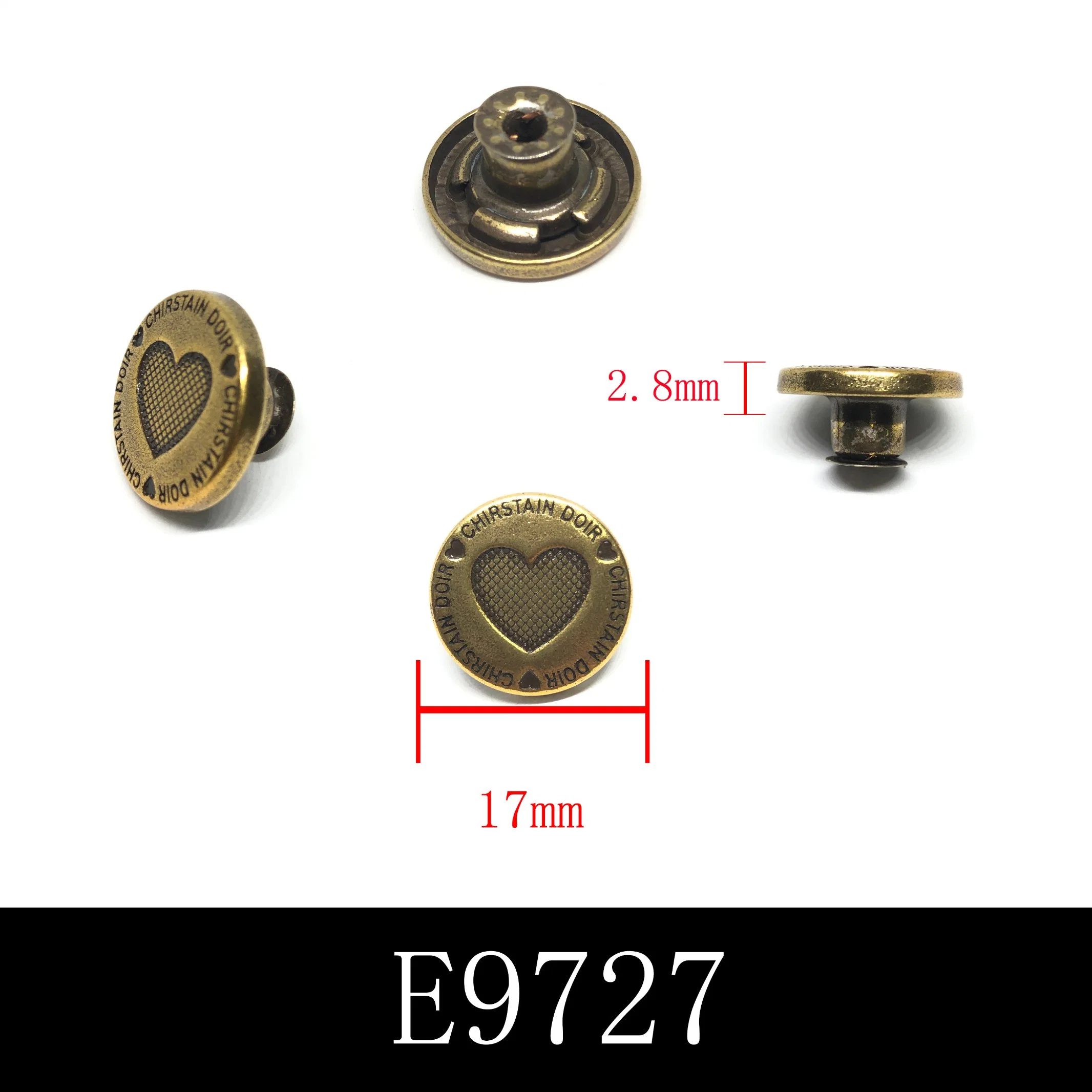 Factory OEM Chic Design Customized Alloy Metal Shank Buttons for Clothing