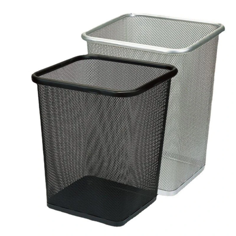 Metal Iron Mesh Trash Can Wholesale/Supplier Household Open Office Kitchen Bathroom Ins Wind Coverless Waste Paper Basket