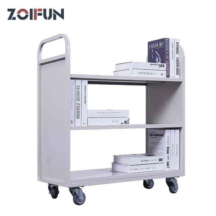 School Furniture Library Book Trolley Hotel Food and Vegetable Healthy Tow Layers Metal Trolley