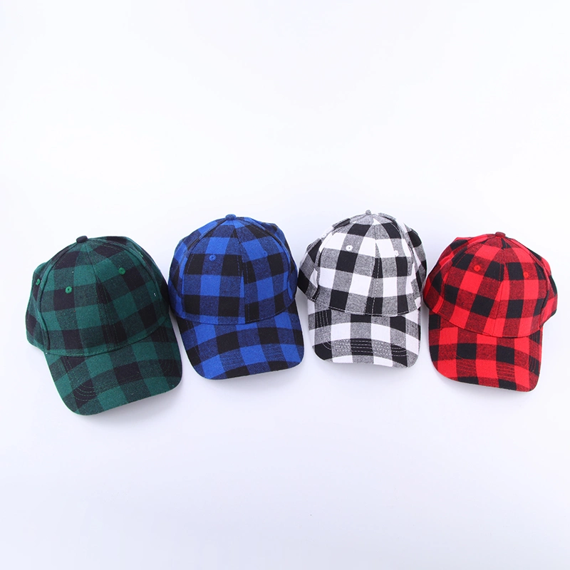 Factory Wholesale Checked/Striped Custom Printed 100% Cotton Kids Hats Baseball Cap