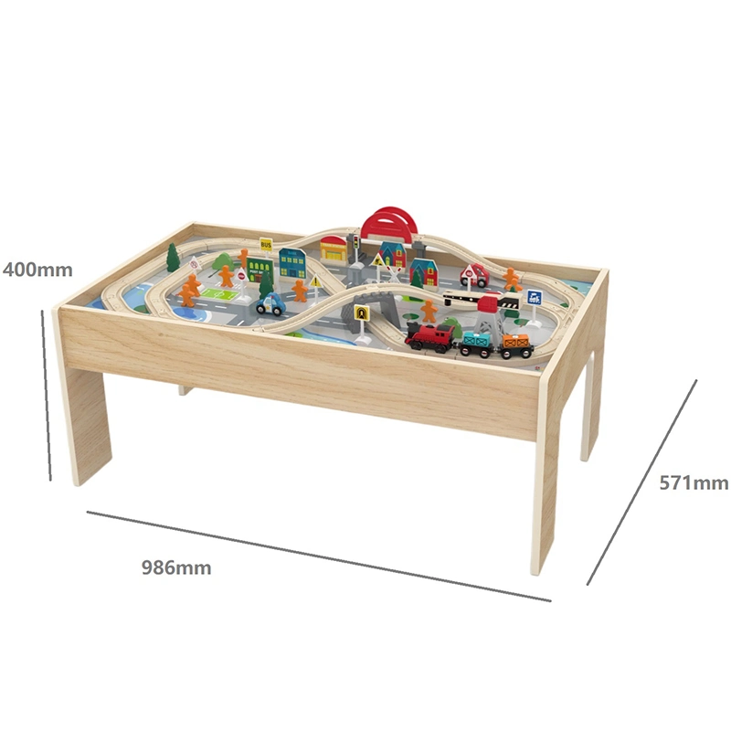 Wooden Train Track Play Table Customized Educational Railway Table Set for Kids