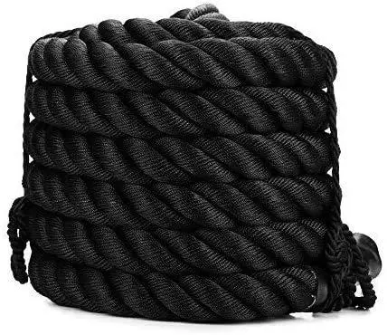 Venta de fábrica Negro Workout Rope 100% poliéster Dacron Heavy Battle Cuerda 1,5 diámetro 30 40 50 longitudes