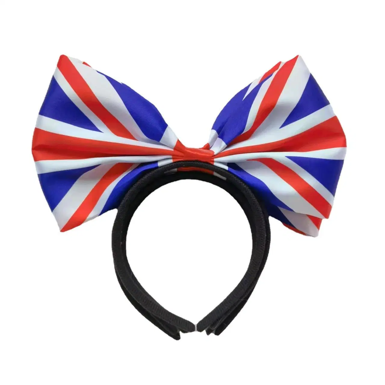 The Queen's 70th Aniversario tocado de la bandera británica patrón Bow Headband Ornamentos de pelo de la bandera del arroz