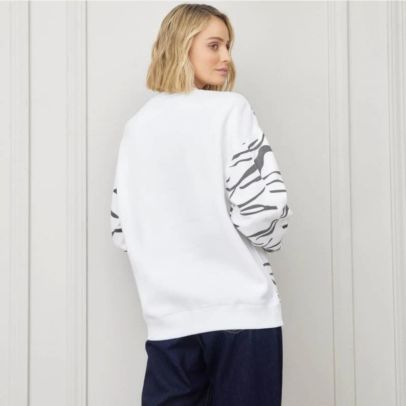 Womens Custom Fashion Zebra Puff Print Pullover Sweatshirts