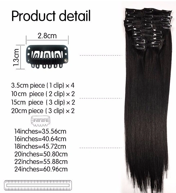 2018 Hot Sell Clip in Straight Hair Brazilian Virgin Clip in Hair Extensions