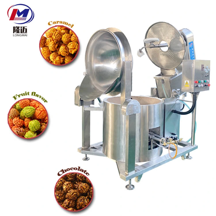 Machine de fabrication de popcorn automatique de grande capacité professionnelle, machine à popcorn au caramel électrique ou à gaz aromatisée sucrée.