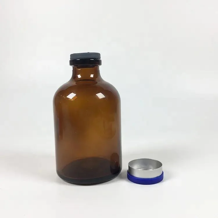 100ml Amber geformte Glasflaschen Flasche Pharmazeutische Injektion mit Kunststoff Aluminiumkappen