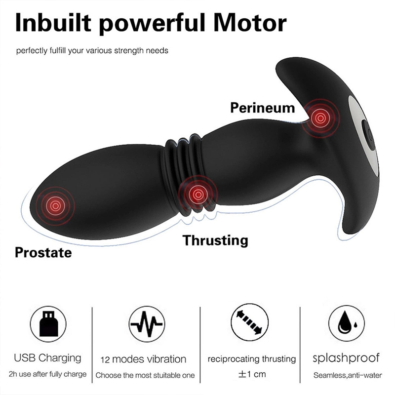 7 Frecuencia USB Recargable Plug Anal Vibrador con Control Remoto