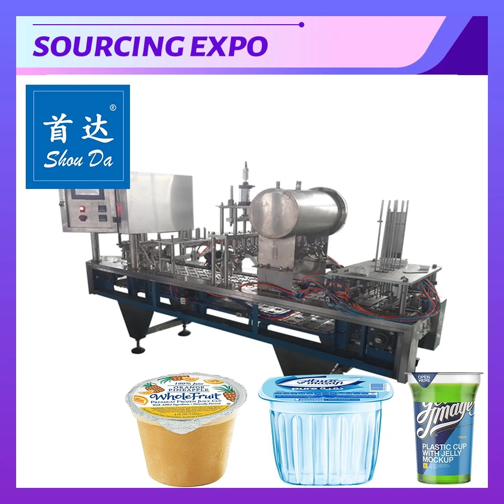 Automatic Yogurt Ice Cream Juice Sugar Honey Rotary Cup Discal Filling Capping Sealing Packing Labeling Machine