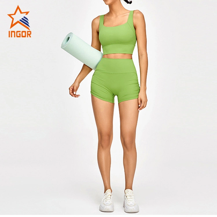 Ingor Sportbekleidung Private Label Activewear OEM ODM Custom Women Gym Tragen Sport-Bh &amp; Biker Shorts Trainingsanzug Fitness Workout Bekleidung