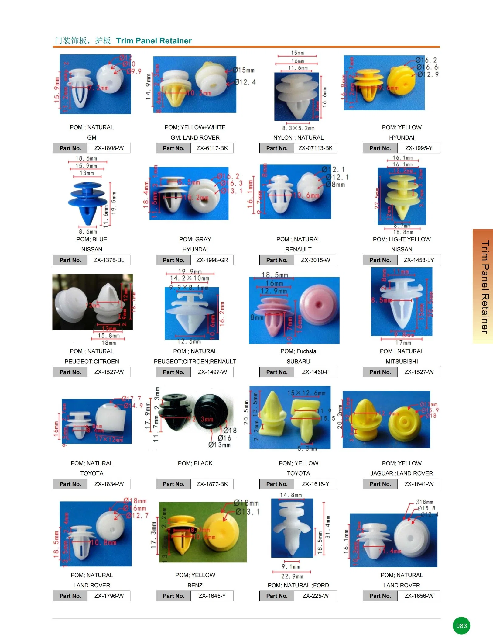 Un alto rendimiento de carrocerías de plástico/metal/Nylon/POM/PP Remache Auto/Tuercas/tornillos/tornillos/Árbol Clips/parachoques elásticos de retención tipo Push Pic fijaciones