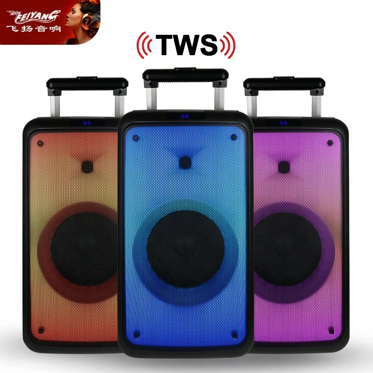 2022 Factory Trolley Portable Audio DJ Sound Box Professional Powered Bluetooth Wireless Speakers with Mic