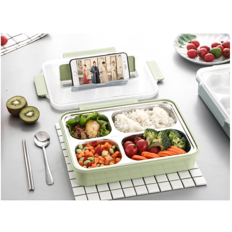 Kitchenware Wholesale/Supplier Stainless Steel Lunch Box Plastic Insulated Food Container with Cutlery for Student