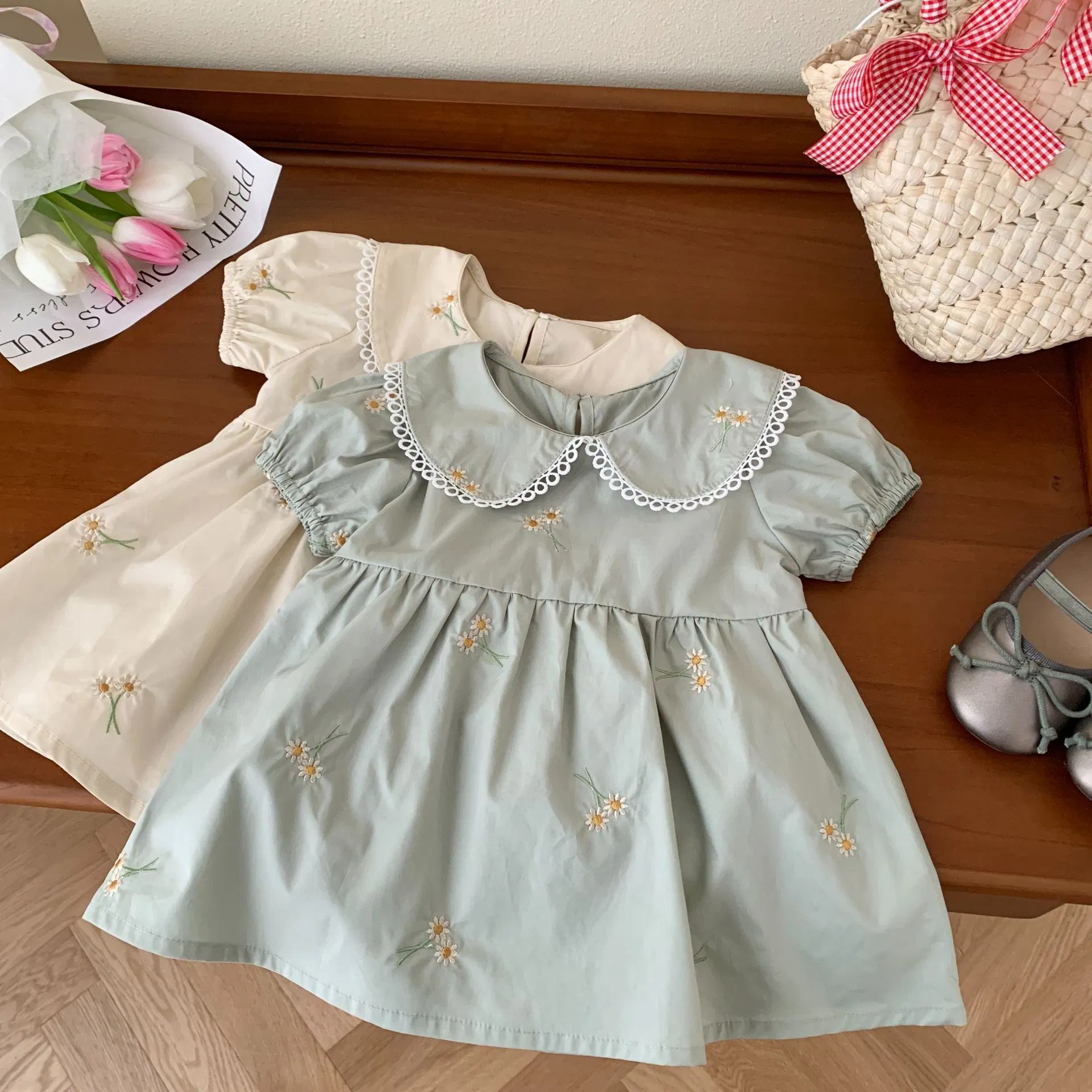 Girls Embroidered Dress 2023 Summer New 0-6 Year Old Girl Baby Cute Dress Little Girl Skirt