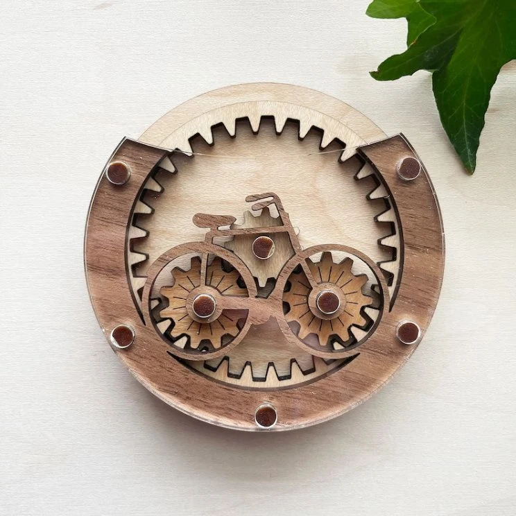 Wood Bike Gears Magnet Magnetic Wooden Refrigerator Fridge Magnets