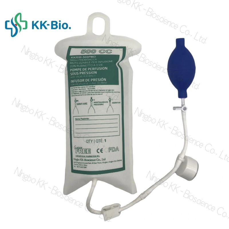 Sac de perfusion à liquide, poche de perfusion à pression transparente de 500 ml avec manomètre pour urgence sur le terrain pour les patients en urgence en USI