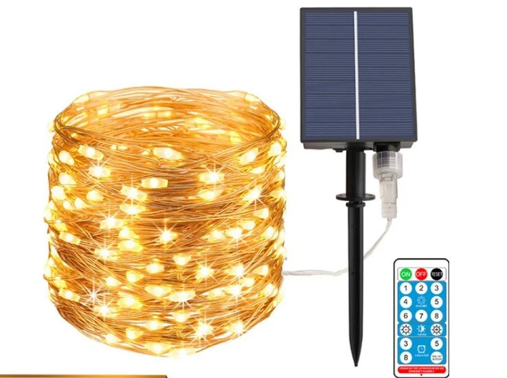 Solar String Lichter, 40 Fuß 120 LED 8 Modi Silber Draht Licht, Wasserdicht blinkende Outdoor Fairy Lighting, für Hof Garten Baum Weihnachten Hochzeitsfeier