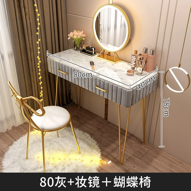 Bedroom Furniture Storage Drawer Cabinet Cushioned Stool Set Dresser Desk Makeup Vanity Dressing Table with Sliding Mirror