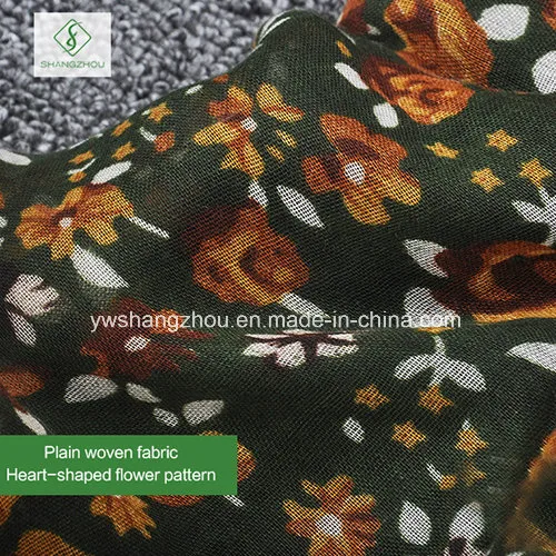 100% Viscose Newest Heart-Shaped Flower Printed Shawl Fashion Lady Scarf