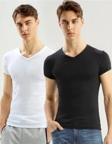 Mayorista/Proveedor personalizada de los hombres con cuello en V T-Shirt