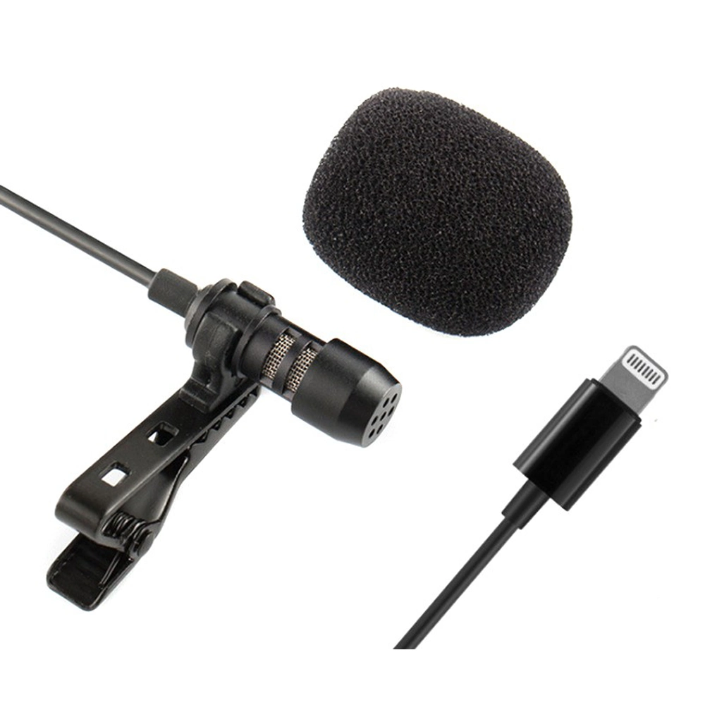 1.5M Mini-cravate boutonnière clip-clip sur le condenseur 8 broches de l'éclairage Mic à 8 broches de microphone pour téléphone mobile iPhone microphone USB