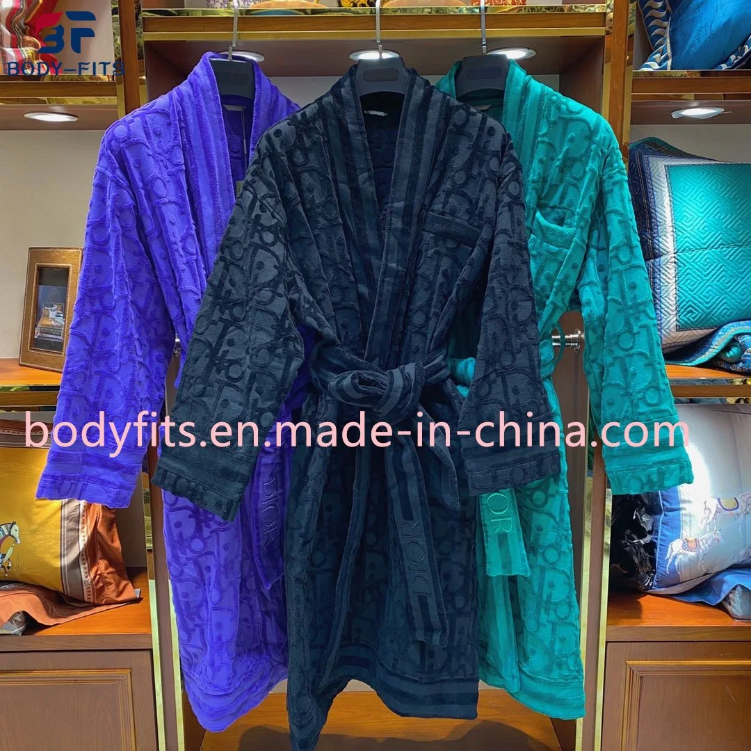 Custom Bathrobe Solid Color Bathing Robe 100% Cotton Bath Robes Luxury Bathrobes Unisex Hotel Bathrobe