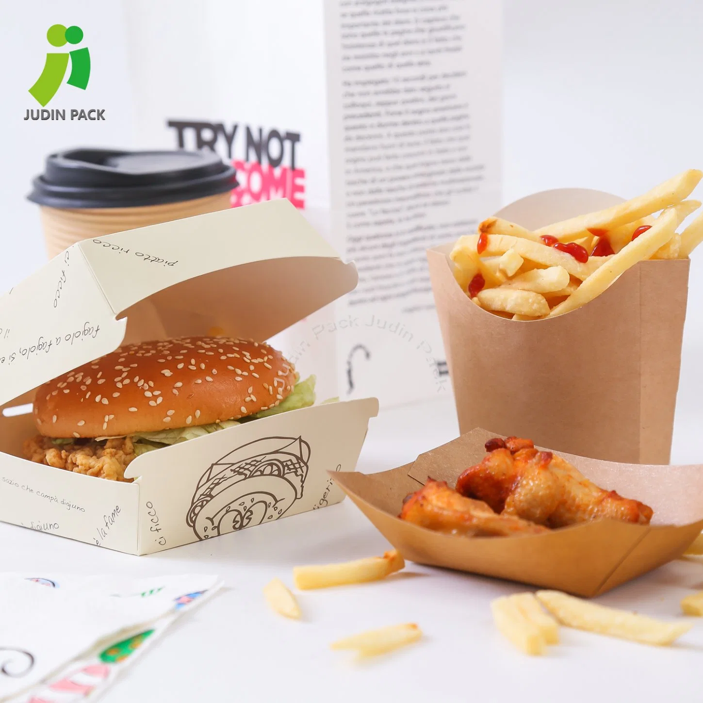 Wholesale/Supplier Kraft Paper Food Hamburger Clamshell Packaging Box