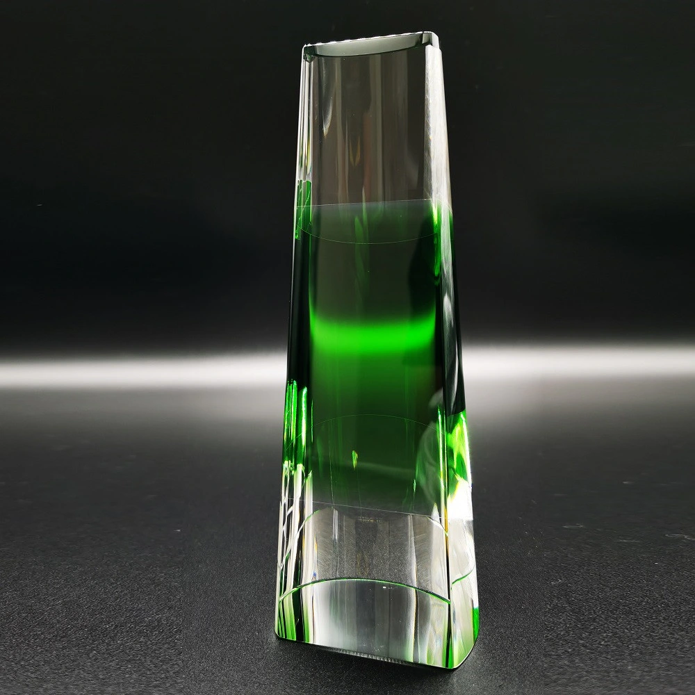 Green Half Cylindrical Crystal Trophy Awards