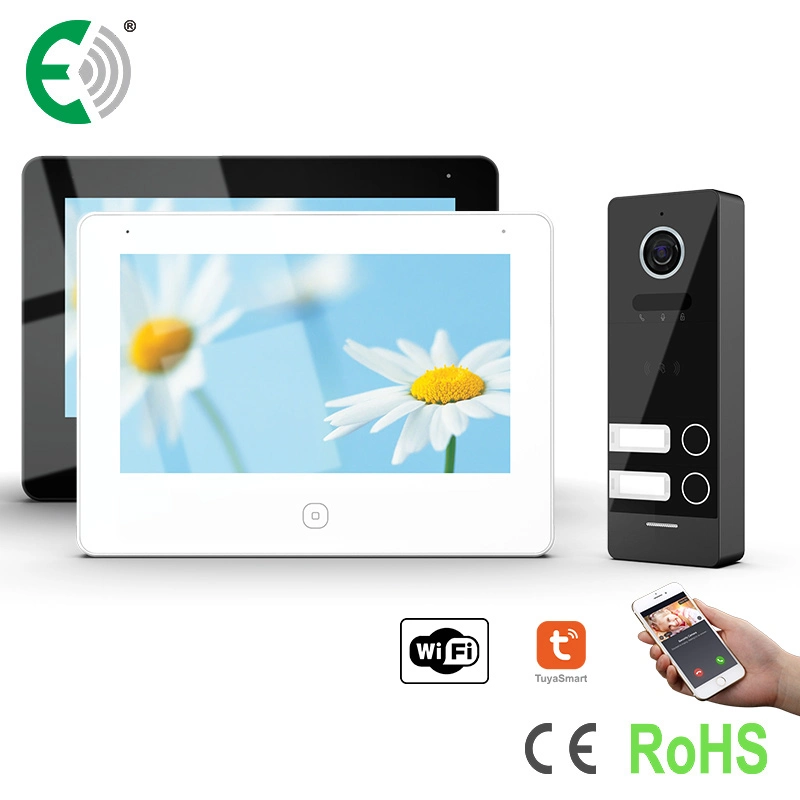 Téléphone vidéo de sécurité domestique numérique UTP/IP WiFi 7" à écran tactile Soutenir 2 familles