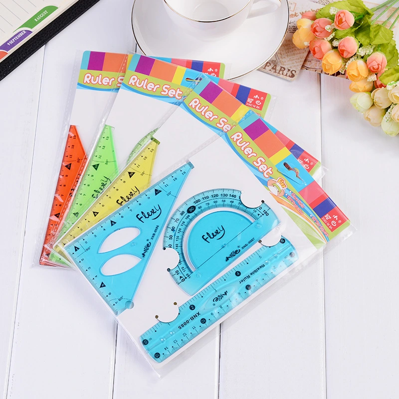 Custom Logo Flexible PVC Professional Math Geometry Ruler Set