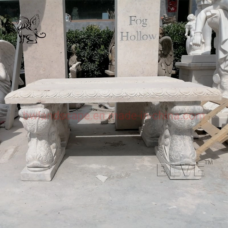 Blve Outdoor Park Cheap Handcarved Natural Stone Stool Garden Marble Bench